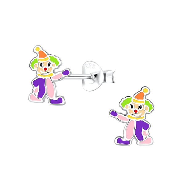 Silver Clown Stud Earrings - 18657