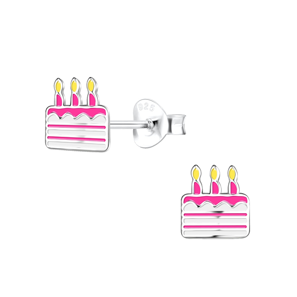 Silver Cake Stud Earrings - 18645