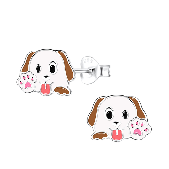 Silver Dog Stud Earrings - 18768