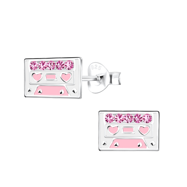 Silver Tape Cassette Stud Earrings - 18693