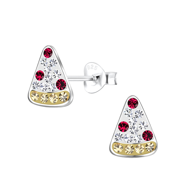 Silver Pizza Stud Earrings - 18679 Silver Pizza Stud Earrings - 18679