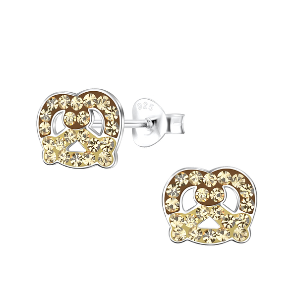 Silver Pretzel Stud Earrings - 18663