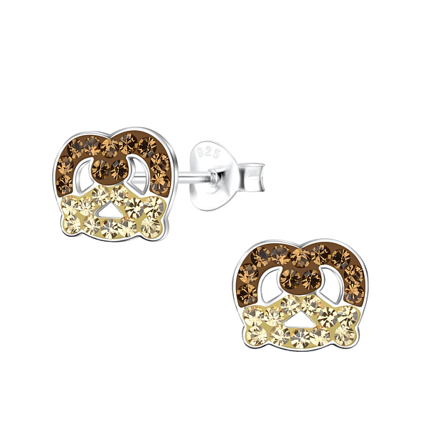 Silver Pretzel Stud Earrings - 18665