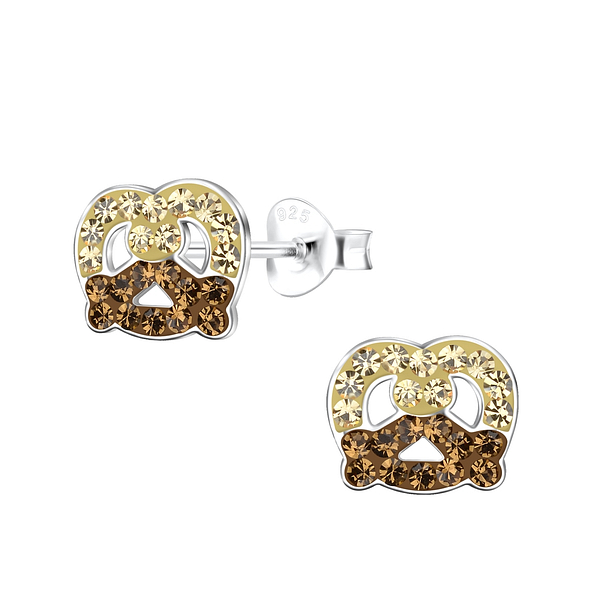 Silver Pretzel Stud Earrings - 18664