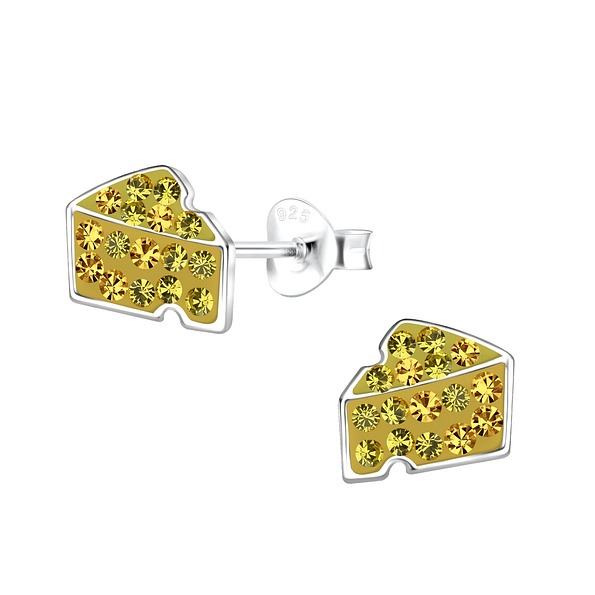 Silver Cheese Stud Earrings - 18818