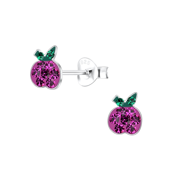 Silver Apple Stud Earrings - 19100