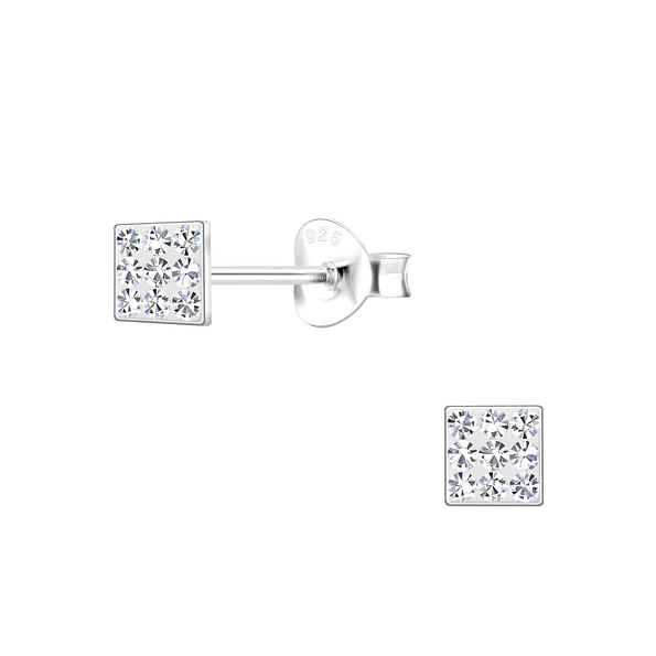 Silver Square Stud Earrings - 19105