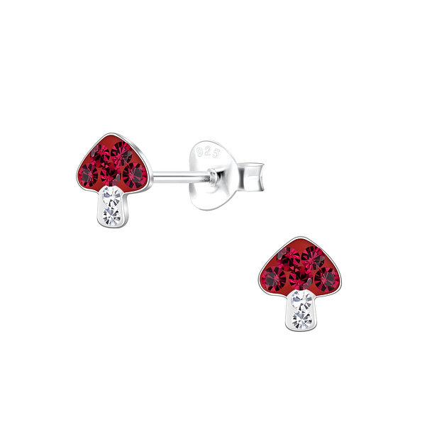 Silver Mushroom Stud Earrings - 19107