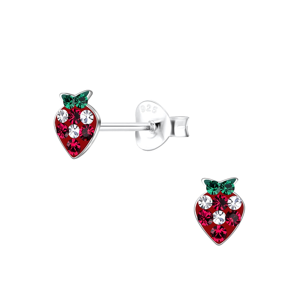 Silver Strawberry Stud Earrings - 19090