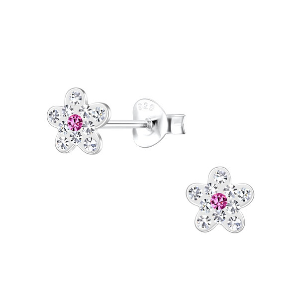 Silver Flower Stud Earrings - 19093