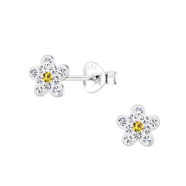 Silver Flower Stud Earrings - 19094