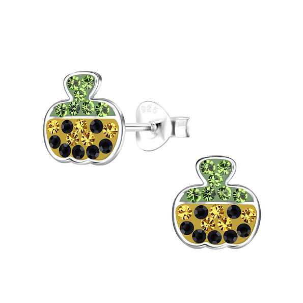 Silver Pumpkin Stud Earrings - 19103
