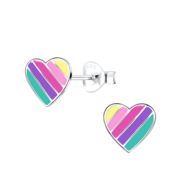 Silver Heart Stud Earrings - 18687