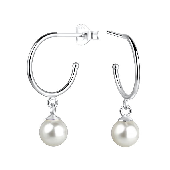 6mm Pearl Silver Stud Earrings - 17282