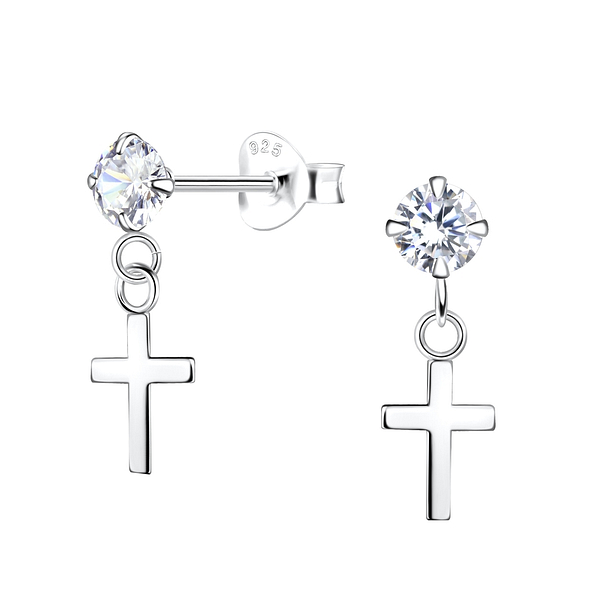 Silver Cross Stud Earrings - 18703