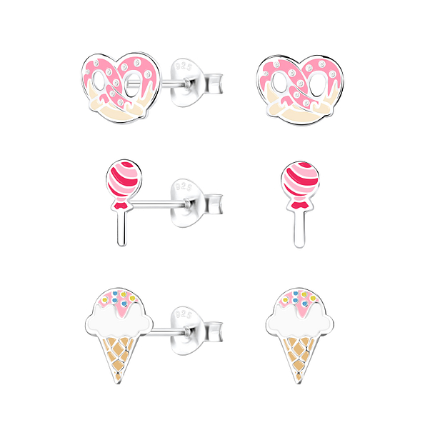 Silver Sweets Stud Earrings Set - 18561