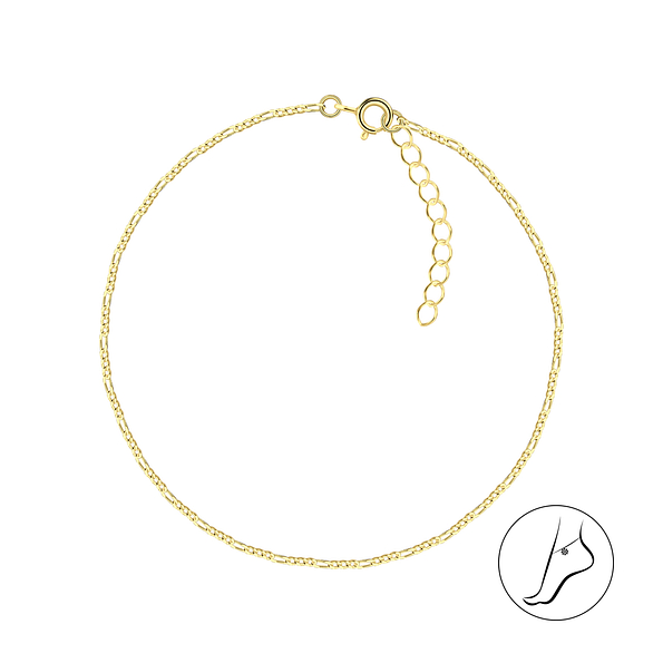 25cm Silver Figaro Anklet With Extension - 18670