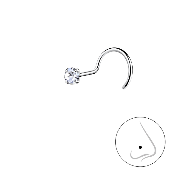 2.5mm Crystal Silver Nose Spinner - 18767