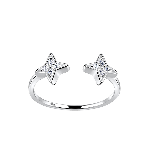 Silver Opened Star Ring - 19244 Silver Opened Star Ring - 19244