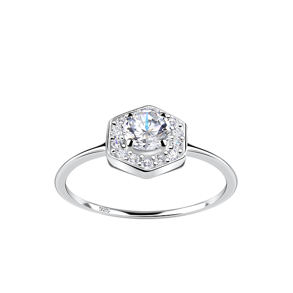 Silver Hexagon Ring - 19249