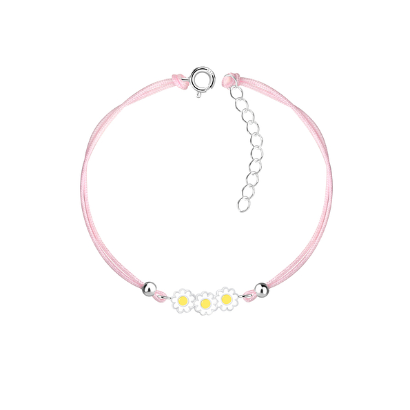 Silver Triple Daisy Cord Bracelet - 19174