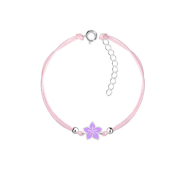 Silver Flower Cord Bracelet - 19176