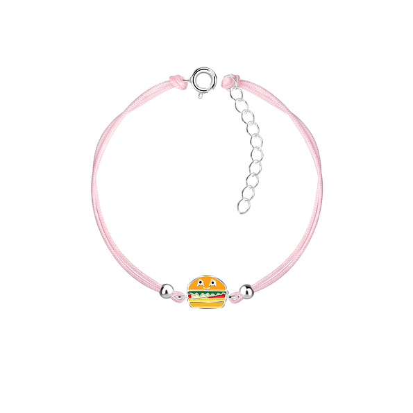 Silver Burger Cord Bracelet - 19131