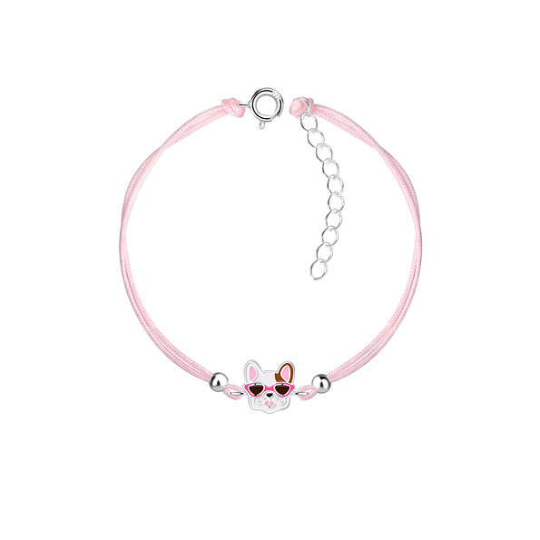 Silver French Bulldog Cord Bracelet - 19190