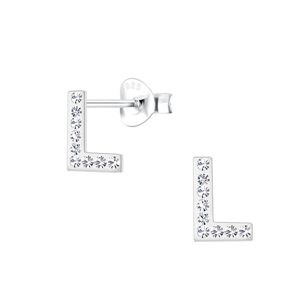 Silver Letter L Stud Earrings - 19191