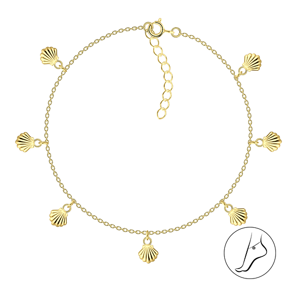 25cm Silver Shell Charm Anklet with Extension - 19120