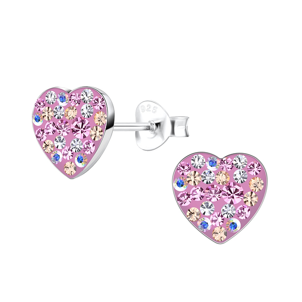 Silver Heart Stud Earrings - 19205