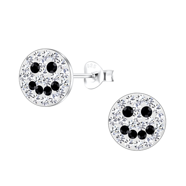 Silver Smiley Face Stud Earrings - 10859