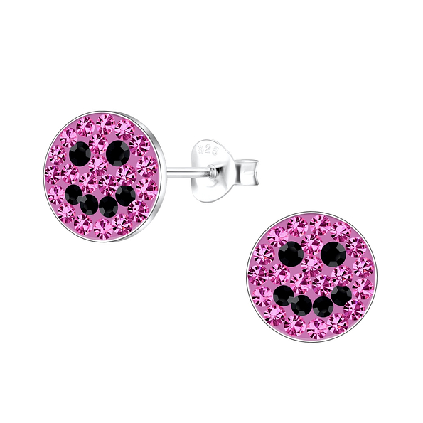 Silver Smiley Face Stud Earrings - 19208