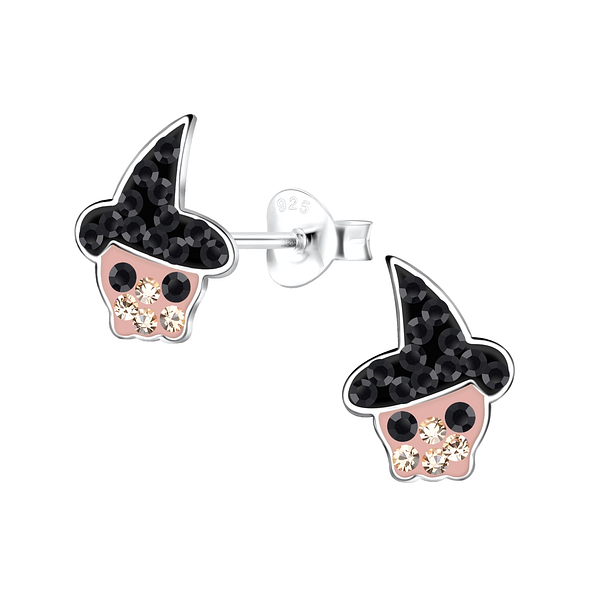 Silver Skull Stud Earrings - 19256