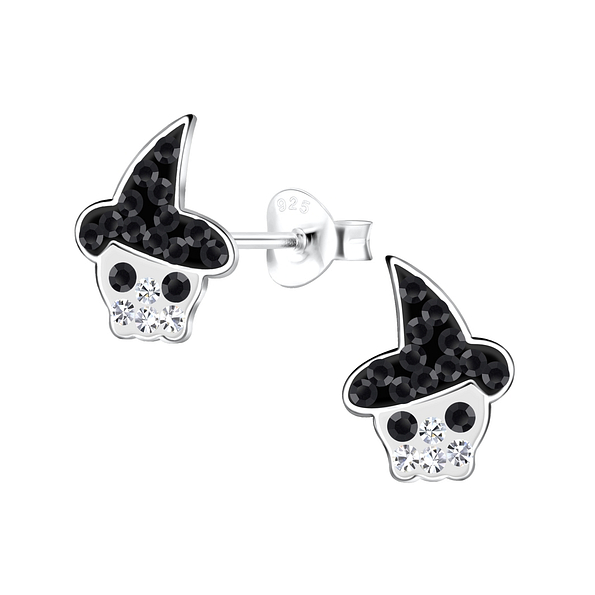 Silver Skull Stud Earrings - 18726