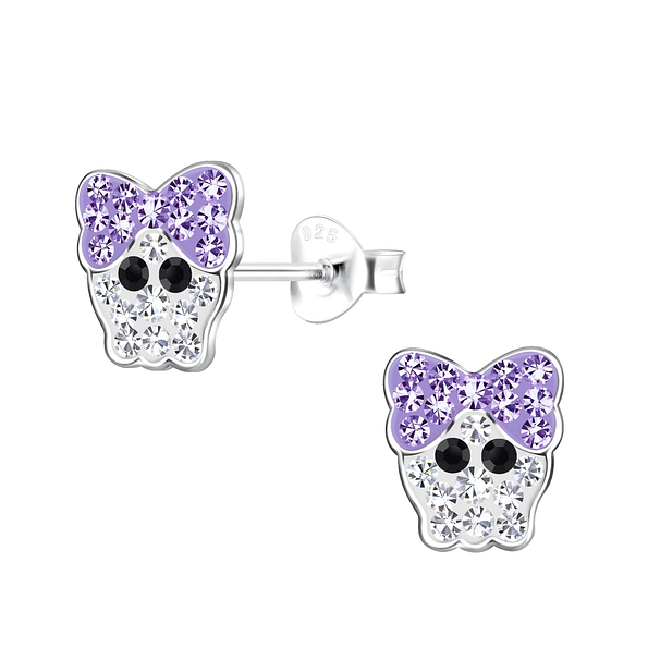 Silver Skull Stud Earrings - 19257