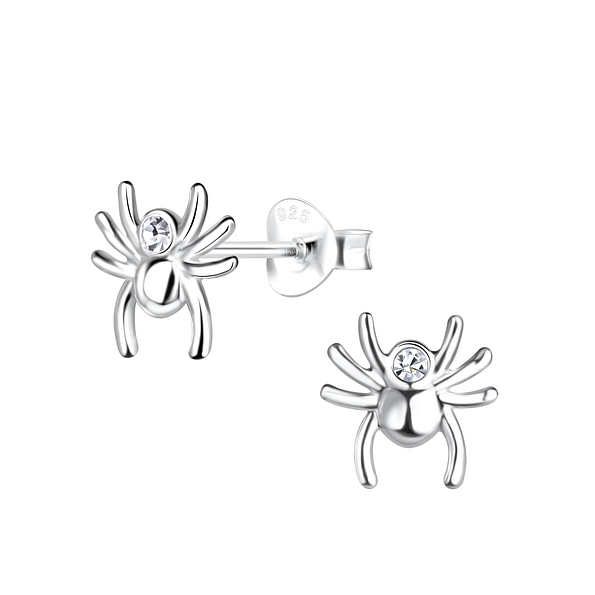 Silver Spider Stud Earrings - 18319