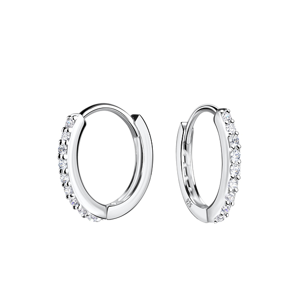 14mm Silver Huggie Earrings - 19137