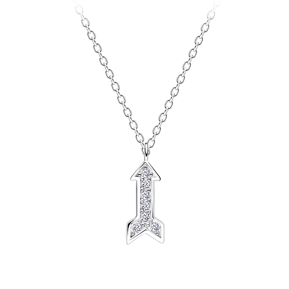 Silver Arrow Cubic Zirconia Necklace - 10046