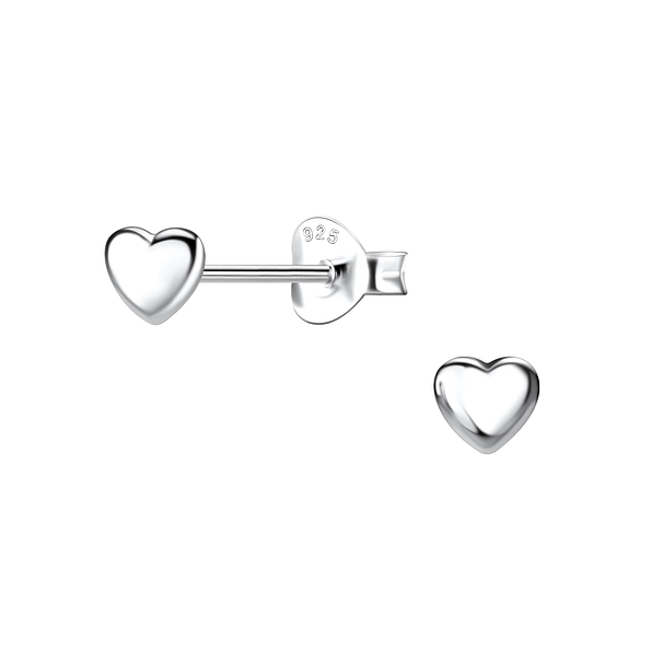 Silver Heart Stud Earrings - 20738