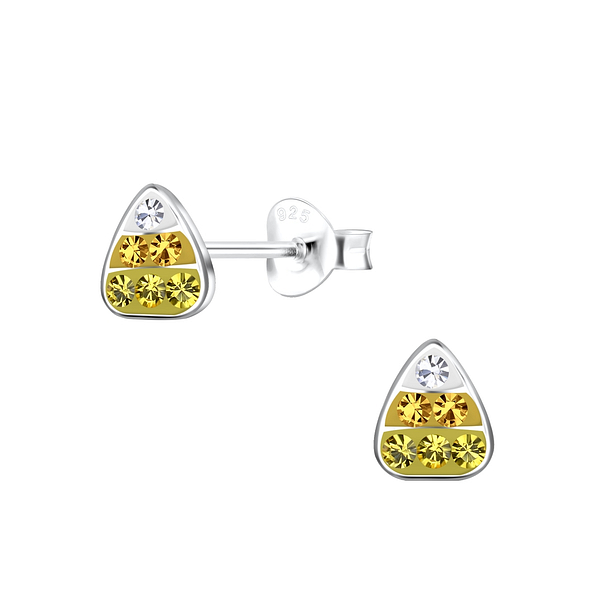 Silver Candy Corn Stud Earrings - 19097