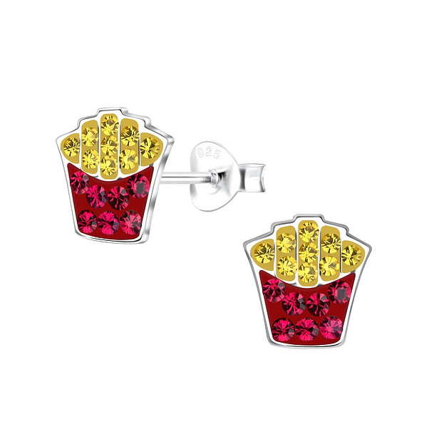 Silver French Fries Stud Earrings - 19330 Silver French Fries Stud Earrings - 19330