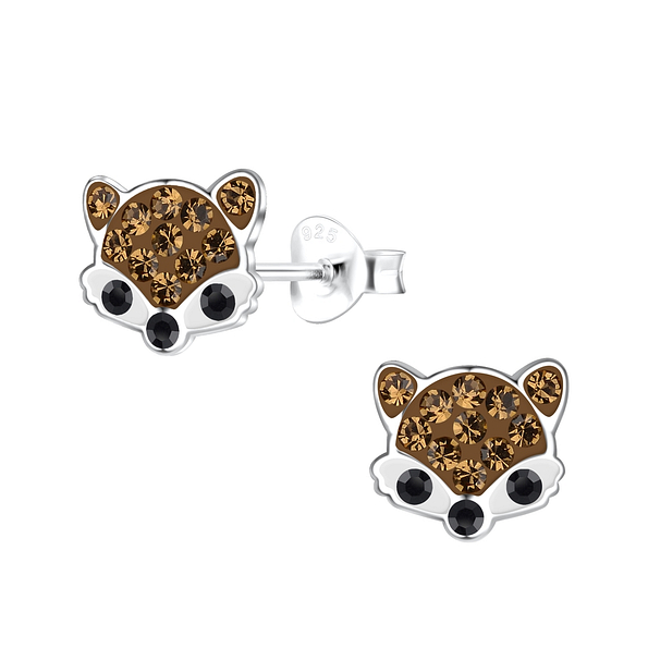 Silver Fox Stud Earrings - 19386
