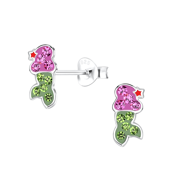 Silver Mermaid Stud Earrings - 19282