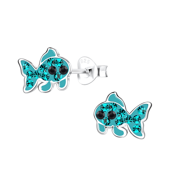 Silver Fish Stud Earrings - 19373