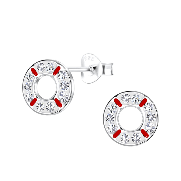 Silver Rubber Ring Stud Earrings - 19395