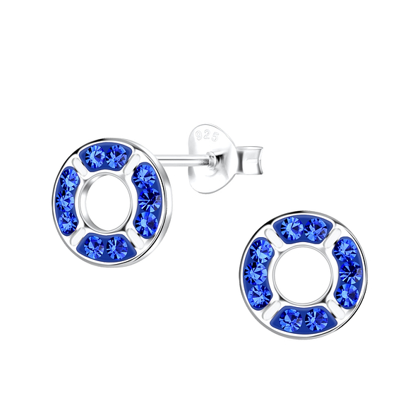 Silver Rubber Ring Stud Earrings - 19396