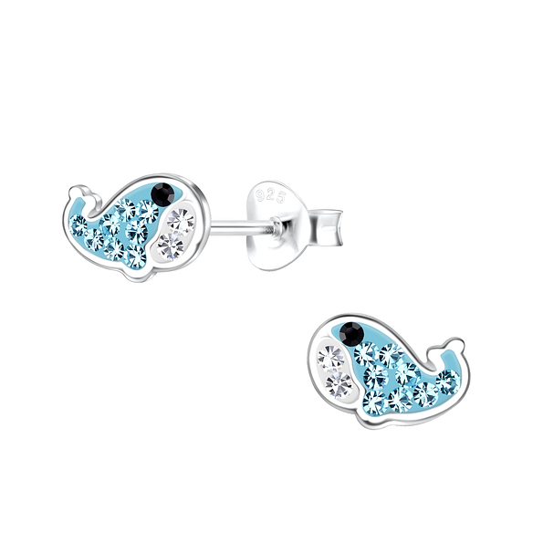 Silver Whale Stud Earrings - 19417