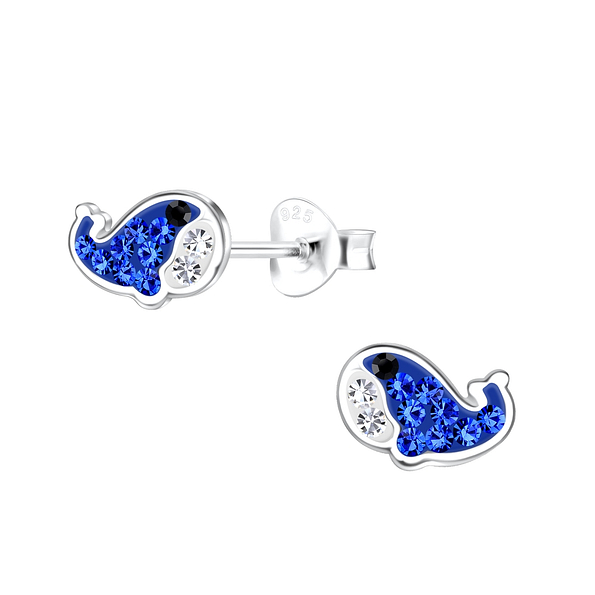Silver Whale Stud Earrings - 19418