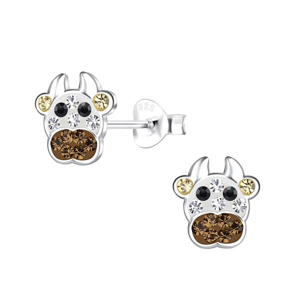 Silver Cow Stud Earrings - 19487